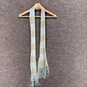 New Noelle Scarf Women Blue Striped Fringe Rectangle Summer Casual